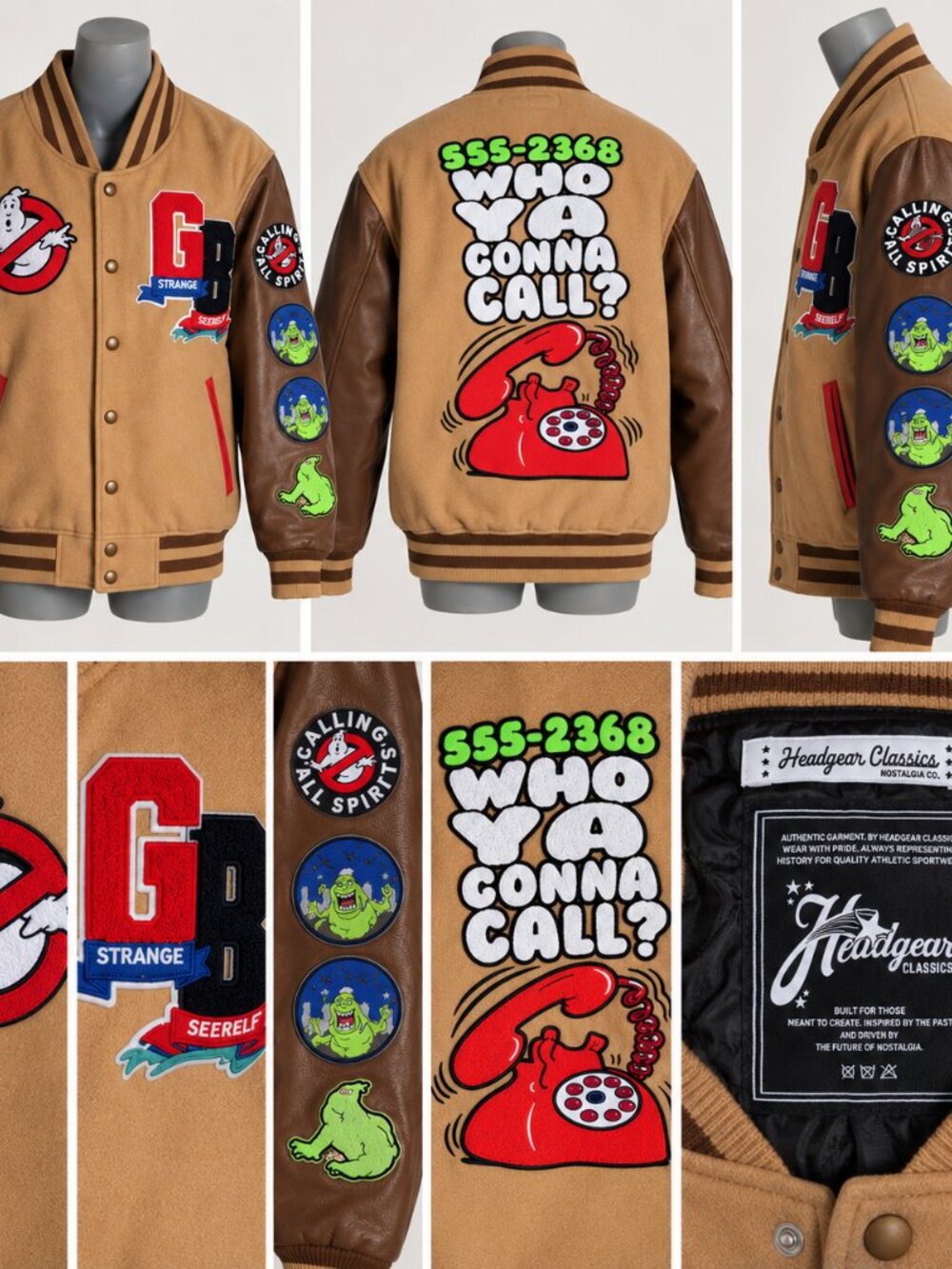 Headgear Classics Ghostbusters Varsity Bomber Jacket XS Y2K Retro Movie Graphic